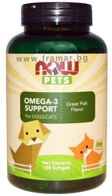 НАУ ФУДС ПЕТС ОМЕГА - 3 ЗА КУЧЕТА И КОТКИ дражета * 180