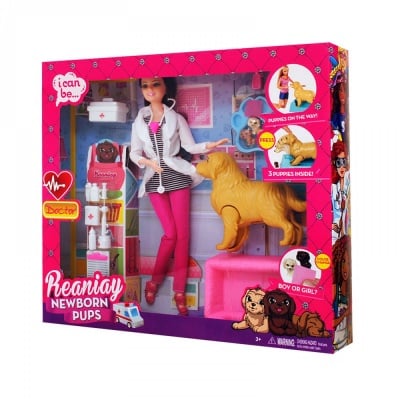 Кукла - Ветеринар с бременно куче, кученца и аксесоари 