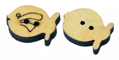 Копче дърво риба 20x15 мм дупка 2 мм -20 броя