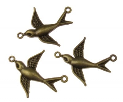 Свързващ елемент метал лястовица 36.5x30x2.5 мм дупка 1.5 мм цвят антик бронз -10 броя