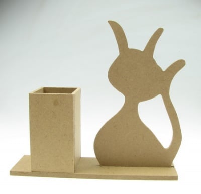 Дървен Моливник с форма на котка - 170/160 мм