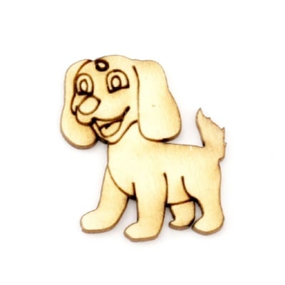 Висулка дървена куче 30x25x2 мм -10 броя