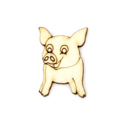 Фигурка дърво за декорация прасе 40x25x3 мм -10 броя