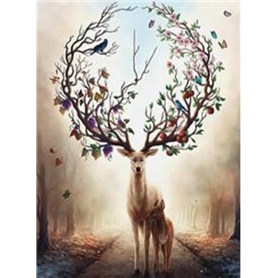 Диамантен гоблен 21x25 см кръгли диаманти частично облепяне -Величието на елена YSA0201