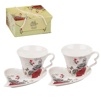 Комплект от 2 чаши + 2 чинийки - Водно конче