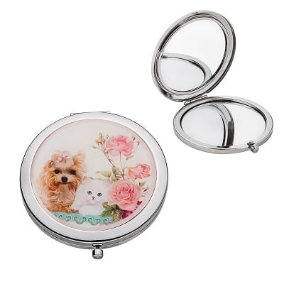 Джобно огледалце - Коте и куче, 7 см.