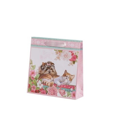 Подаръчна торбичка - Коте и куче, пакет 10бр., средна