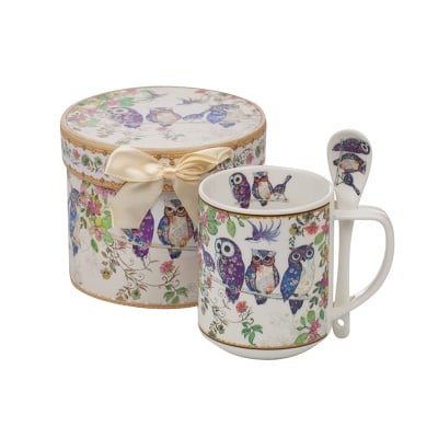 Чаша + лъжичка + кутия - Бухалчета