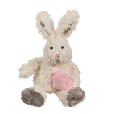 Плюшено зайче с розово сърце