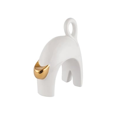 Фигурка котка - керамика, бяла