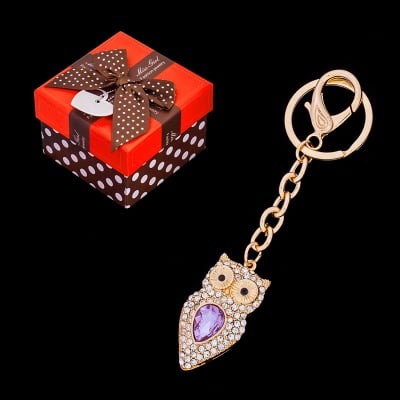 Ключодържател бухал с нежни кристали