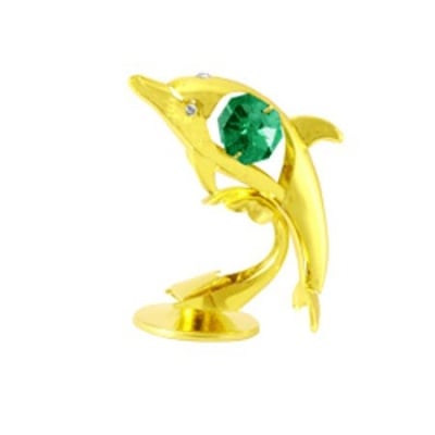 Фигурка делфин с компоненти Swarovski, злато