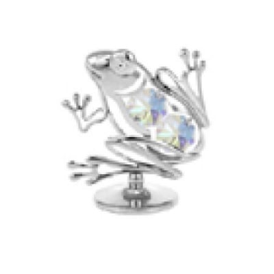 Сребърна фигура Жаба с кристали Сваровски