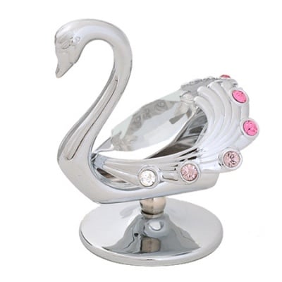 Сребърна фигура Лебед - с елементи Сваровски