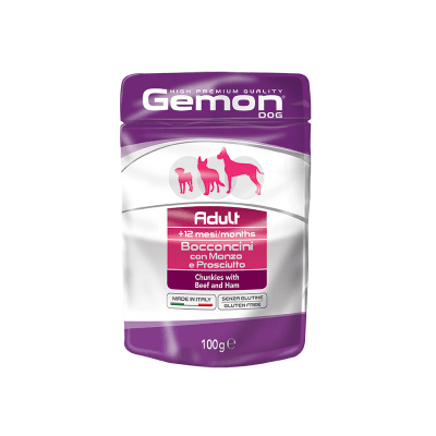 Пауч с телешко и шунка - за възрастни, Monge - Gemon, 100гр