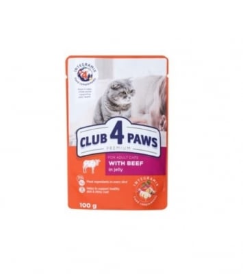 Club 4 Paws, Пауч за коте, Говеждо в сос, 100гр
