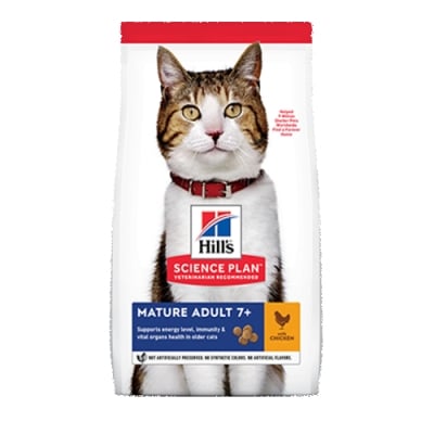 Hill's Science Plan Mature Adult с пиле - Холистична суха храна специално за котки над 7-годишна възраст - различни разфасовки