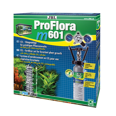 JBL ProFlora m601 (set CO2) - професионална СО2 система с бутилка 500g за многократна употреба със стойка, редуцил вентил, разпръсквател на СО2, 2м Со2 маркуч,възвратен клапан,CO2/pH Permanent Test600l