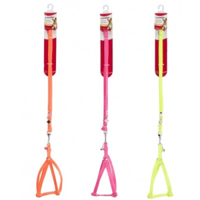 Комплект за малко куче повод + нагръдник PUPPY SET NEON