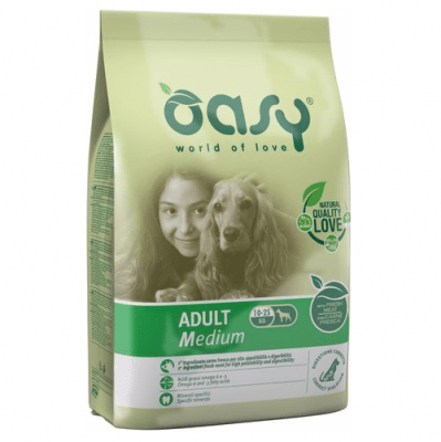 Храна за кучета Oasy Adult Medium за средни породи над 12 месеца, 12кг