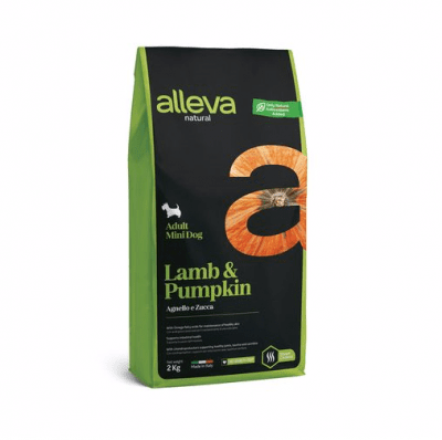 Пълноценна храна за възрастни кучета от малки породи Alleva® Natural Adult Mini, с агнешко и тиква, 2.00кг