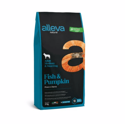 Пълноценна храна за възрастни кучета от средни и големи породи Alleva® Natural Adult Medium/Maxi, с риба и тиква, 2.00кг