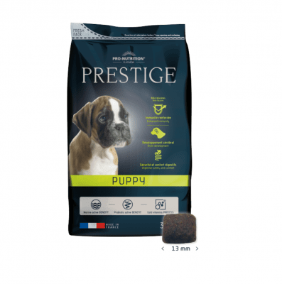 Храна за подрастващи кучета от всички породи, както и за женски кучета от всички породи в края на бременността или в периода на кърмене Flatazor Prestige Puppy, три разфасовки