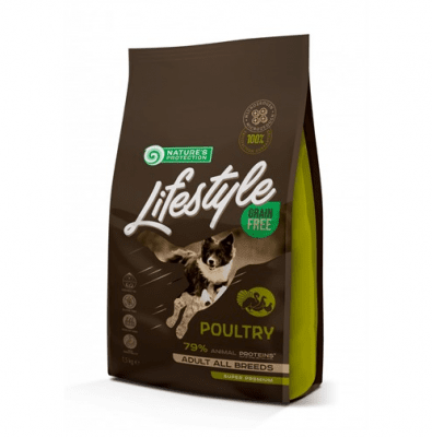Пълноценна храна за израстнали кучета Nature`s Protection Grain Free Adult Poultry , без зърно, с домашни птици, 100ГР НАСИПНО