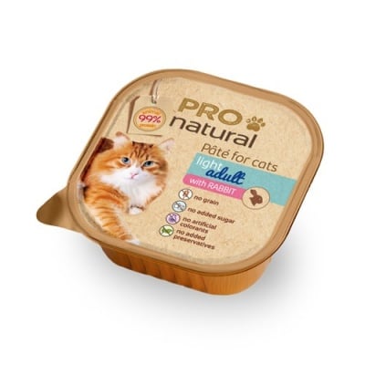 Пастет за котки склонни към напълняване Pro natural 100гр - два вкуса