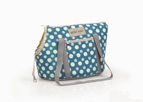 Синя транспортна чанта от плат на жълти точки