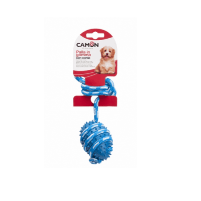 Играчка за куче -  Гумена топка с въже 35см