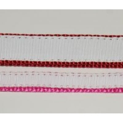 "Miazoo" - Повод с бяла копринена лента - розов и червен