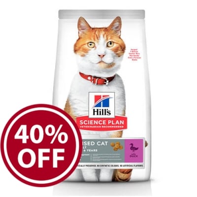 Суха храна с патешко за млади кастрирани котки от 6 месеца до 6год Hill`s YoungAdult Sterilised Duck, три разфасовки