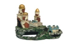 "QIAN HU" - Декорация за аквариум - Замък със златни кули