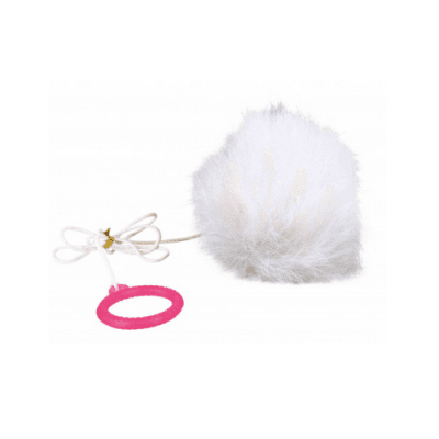 Играчка за коте - Заешка опашка с връвчица 7 х 55 cм.