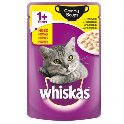 Whiskas Pouch Creamy Soups - Пауч в крем супа за котки над 12 месеца, различни вкусове, 85 гр.