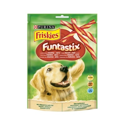 Лакомство за кучета в зряла възраст PURINA® FRISKIES® Dog Funtastix, с бекон и сирене, 175гр
