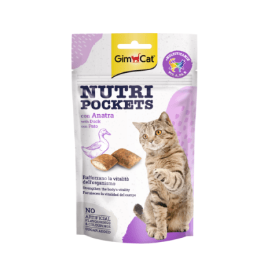 GimCat, Хрупкави джобчета с патица и витамини, 60 г