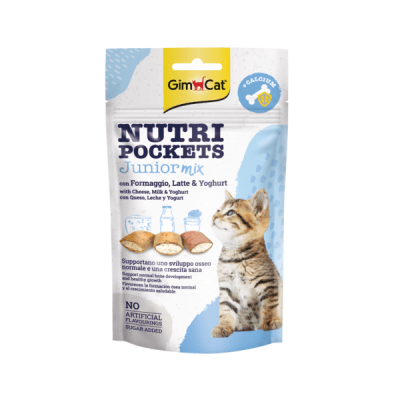 GimCat, Хрупкави джобчета JUNIOR mix, със сирене, мляко и йогурт и калций, 60 г