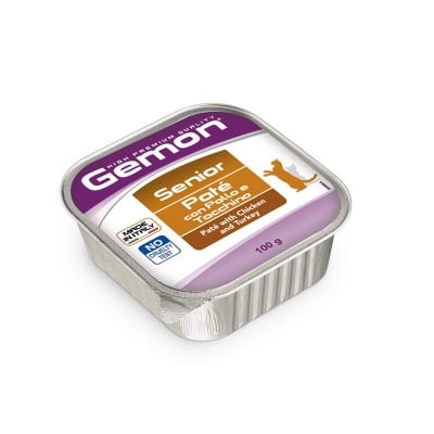Пастет с пилешко и пуйка, за възрастни котки, Gemon Senior, 100 гр