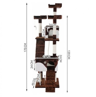 Malatec, драскало за коте, 170см, кафяво и бяло