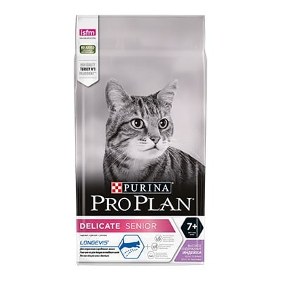 Суха храна за котки с чувствително храносмилане или капризен апетит  Purina Pro Plan Cat Delicate SENIOR, с пуйка, 1.50кг