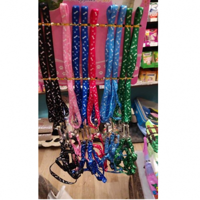 Повод с нагръдник за куче от дребни породи 1.5см/120см - различни цветове