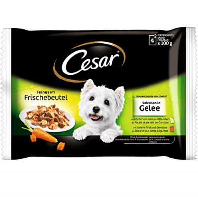 Cesar - Pouch adult пауч за кучета на средна възраст, 4 x 100 гр. - различни вкусове