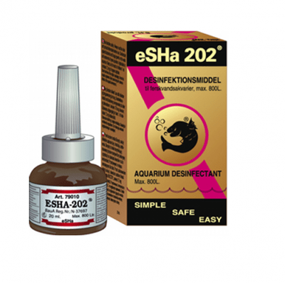 Дизинфектант против гъбични и бактериални отлагания по стъклата и декорацията в аквариума eSHa 202, 20ml