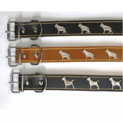 Нашийник от ест. кожа с подплата и орнаменти от Миазоо, България