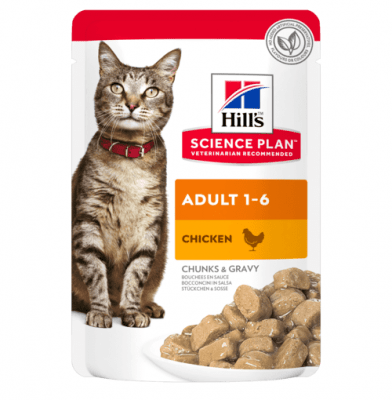 Пауч с пилешко, малки късчета в сос Грейви за котки от 1 до 6 г. Hill’s Science Plan Adult, 12бр х 85гр