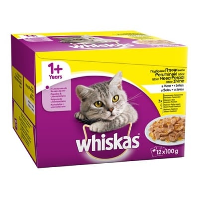 НОВО! Whiskas Pouch Adult - Пауч за котки, мултиопаковка, различни вкусове, 12 х 100 гр.