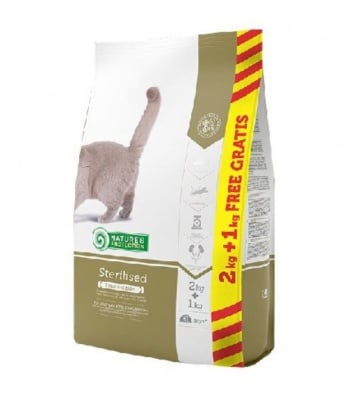 Nature's Protection cat Sterilised - Пълноценна храна за израстнали котки след кастрация, 2.00кг + 1.00кг ПОДАРЪК