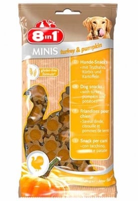 8in1 Minis – лакомство за кучета с пуешко месо и тиква 100 гр.